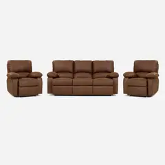 ROSEN - Set Sofá Reclinable 3 Cuerpos + 2 Bergere Archie Tela Café