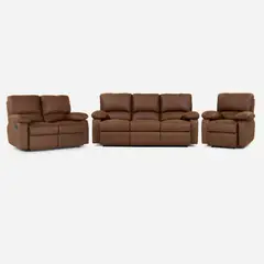 ROSEN - Set Sofás Reclinable 2 y 3 Cuerpos +Bergere Archie Tela Café