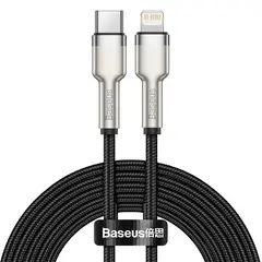 BASEUS - Cable Carga Rápida Metálico TipoC a Lightning 200 cm 20W Negro