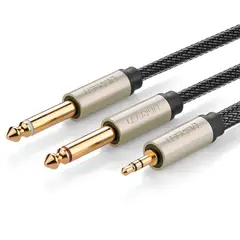 UGREEN - Cable de Audio Plug Estéreo 3.5mm a 2Plug 6.3mm Mono 5 Metros Gris AV126