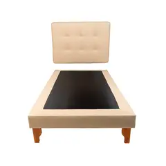 MUEBLES NEW - CAMA DE PLAZA BEIGE LINO