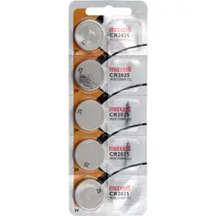 MAXELL - Pack 5 Pilas CR2025 3v Tipo Botón Original