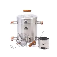 GENERICO - Ahumador y Asador de Barril Pequeño INOX 56cm X 36 incluye accesorios