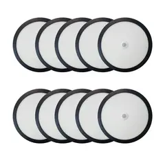HB LEDS - Pack 10 Panel Redondo LED ECO Sobrepuesto Negro Con Sensor 12W Neutro