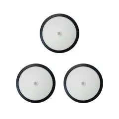 HB LEDS - Pack 3 Panel Redondo LED ECO Sobrepuesto Negro Con Sensor 18W Neutro