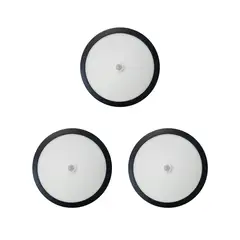 AVC - Pack 3 Panel Redondo LED ECO Sobrepuesto Negro Con Sensor 18W Frío