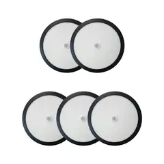 AVC - Pack 5 Panel Redondo LED ECO Sobrepuesto Negro Con Sensor 18W Cálido