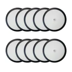 AVC - Pack 10 Panel Redondo LED ECO Sobrepuesto Negro Con Sensor 18W Frío