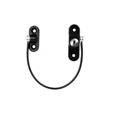 GENERICO - Seguro Ventana Niños Cable Acero Y Llave Ventana Puertas Negro