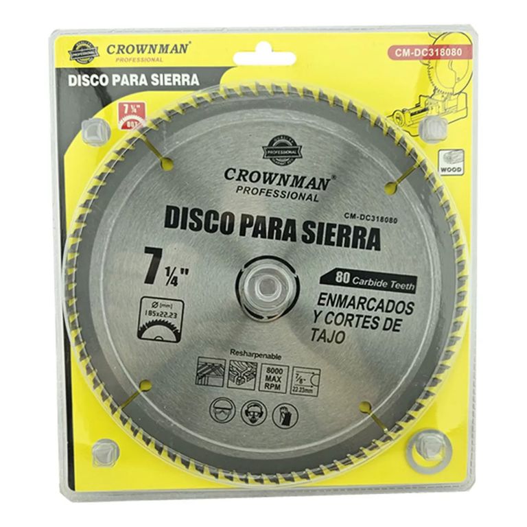 Disco De Corte Sierra 7 14 185mm 80 Dientes Crownman