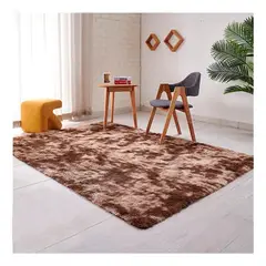 GENERICO - Alfombra Peluda Decorativa Hogar Diseño Jaspeado 300x200 - Cafe