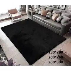 GENERICO - Alfombra peluda tipo shaggy 300x200cm NEGRO