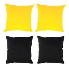 MASEL - Set 4 Cojines combinados 40X40 Felpa velvet amarillo y Negro