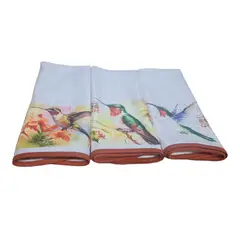DCOBRE - Pack 3 Paños de Loza Copper modelo Colibrí Flor Naranja