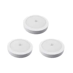 AVC Y VELL MAX - Pack 3 Panel Redondo LED ECO Sobrepuesto Blanco Con Sensor 18W Cálido