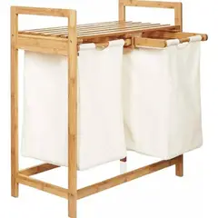 U BUY - Cesta Canasto De Ropa Sucia Con Soporte De Bambu 73 Cm