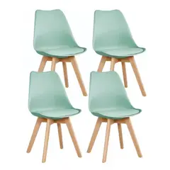 GENERICO - Pack de 4 sillas de comedor acolchada Tulip Menta