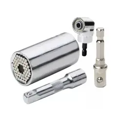 GENERICO - Llave Dado Universal 7mm-19mm Taladro + Adaptador Angular