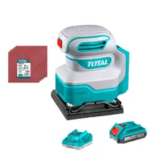 TOTAL TOOLS - Lijadora Inalámbrica 20v + Batería 2ah + Cargador + 5 Lijas TOTAL