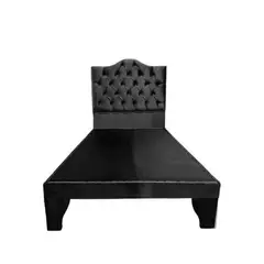 FLOBAL - Cama 1 Plaza Ovalada Incluye Base y Respaldo Negro