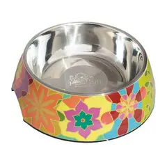 MASCAN - Plato Melamina Motivo Redondo Amarillo Talla L Perro