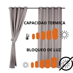 MASHINI - Cortina Blackout Térmica color Taupe 2 paños 140 x 220 cm.