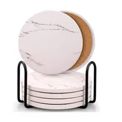 GENERICO - Set De 6 Posavasos De Cerámica Mármol