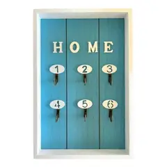GENERICO - Porta Llave De Madera Cuadro Colgador Decorativo Para Llaves - Celeste