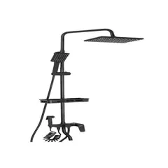 IDEEHOUSE - Columna De Ducha Negro Mate 4 Funciones