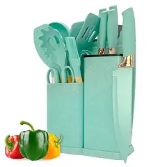 GENERICO - Set 19 Utensilios Antiadherente De Silicona Cocina Verde