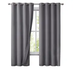 CASATUA - Cortinas Blackout 100% 2 Paños 140x220 Text Lino - Gris oscuro