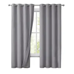 CASATUA - Cortinas Blackout 100% 2 Paños 140x220 Text Lino - Gris