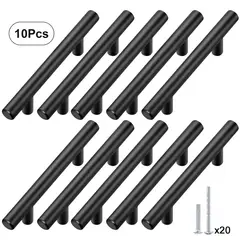 DEKANO - 10 Manillas Tirador Acero Inoxida 20cm Para Muebles Cajon Negro