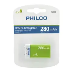 PHILCO - Batería 9V Recargable 280 mAH – Eco Friendly Edition