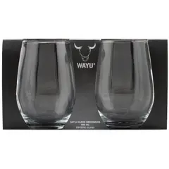 WAYU - Set 4 Vasos Vidrio Cristal Redondo 580mL Liquido Coctel