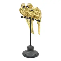GENERICO - Figura Trio de Loros Dorado