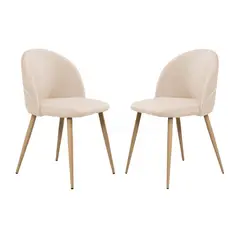 GENERICO - Pack de 2 Sillas estilo nórdico tapiz lino - Beige