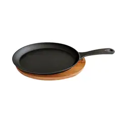 WAYU - Sartén Ovalado Hierro Fundido Con Base Madera Fierro