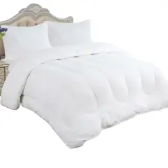 GENERICO - Cobertor De Invierno Plush Con Chiporro 2 Plaza + 2 Fundas Blanco.