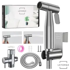 REBONEC - Ducha Bidet Arabe Llave Flexible Wc Baño Acero Inox Acabado Plateado