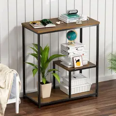 AIZO - Mesa Auxiliar Estrecha Con Estantes De Almacenamiento 60X30 Marron oscuro