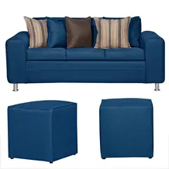 RUZAM MOBEL - SOFA LEGEND 3 CUERPOS Y DOS POUF AZUL