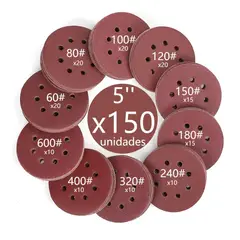 KUANGYE - 150 Disco De Pulir Con Velcro 5'' 125mm P60-600 Madera Metal