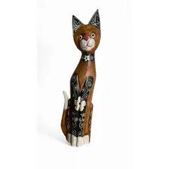 HOME ESSENTIALS - Gato madera artesanal 60 cm