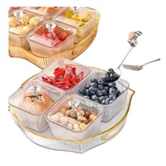 GENERICO - Bandeja Elegante Servir Dorado Acrilico Con 4 Recipientes