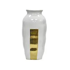 MSA MUEBLES SANTA ANA - Florero Cerámica Blanco Dorado L