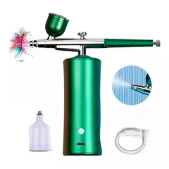 ESHOPANGIE - Kit De Aerógrafo Profesional Recargable Inalámbrico Portátil Verde