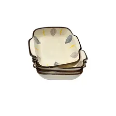 GENERICO - Pack 4 Plato Sopero Hondo Decorativo Diseño Flor Con Asas Cuadrado