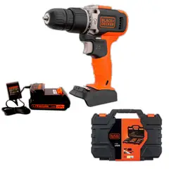 BLACK+DECKER - Kit Taladro Percutor 20V + Set de accesorios