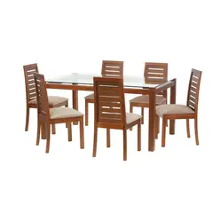 LATAM HOME - Juego De Comedor Barcelona 1600X1000 Silla Tenerife Tela Beige